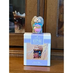 Vintage Hallmark Easter Nutty Eggs Ornament Squirrel with Egg Basket Easter